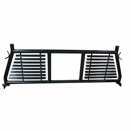 TRAILFX Round Tube Louver, With Rear Cab Window Cut Out, Powder Coated, Black, Steel H0003B